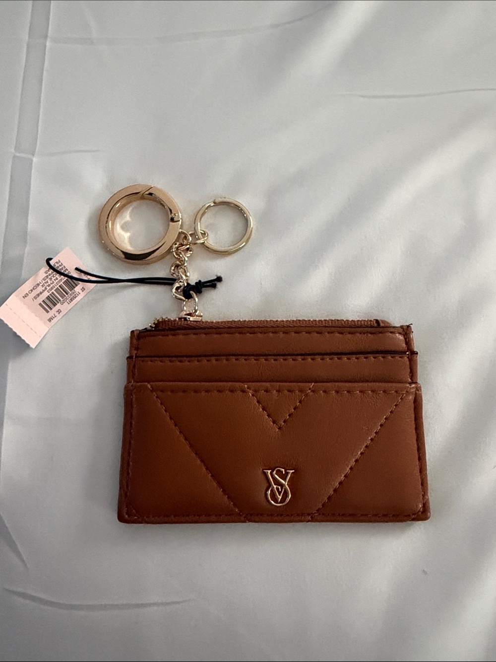 Victoria's Secret Brown Leather Cardholder Keyring